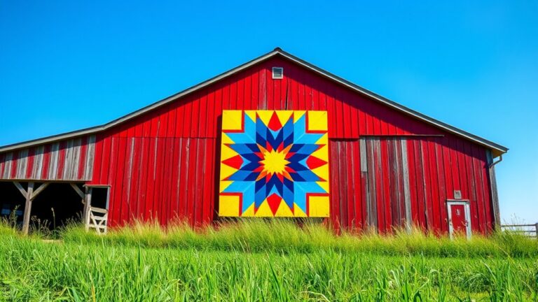 decorative quilt on barn