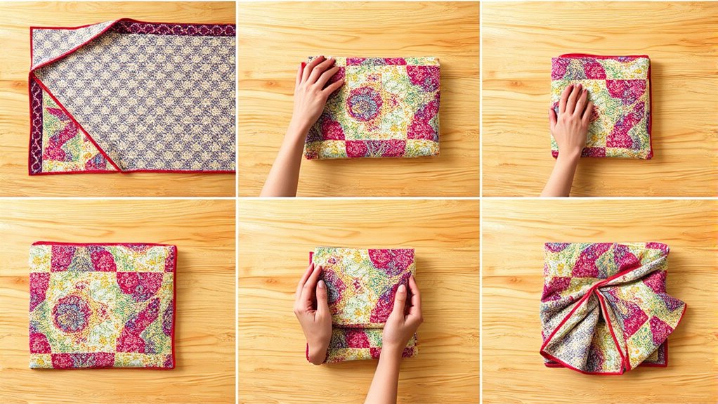 neatly fold a quilt