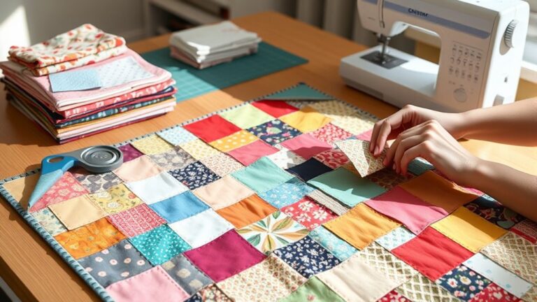 sewing a patchwork quilt